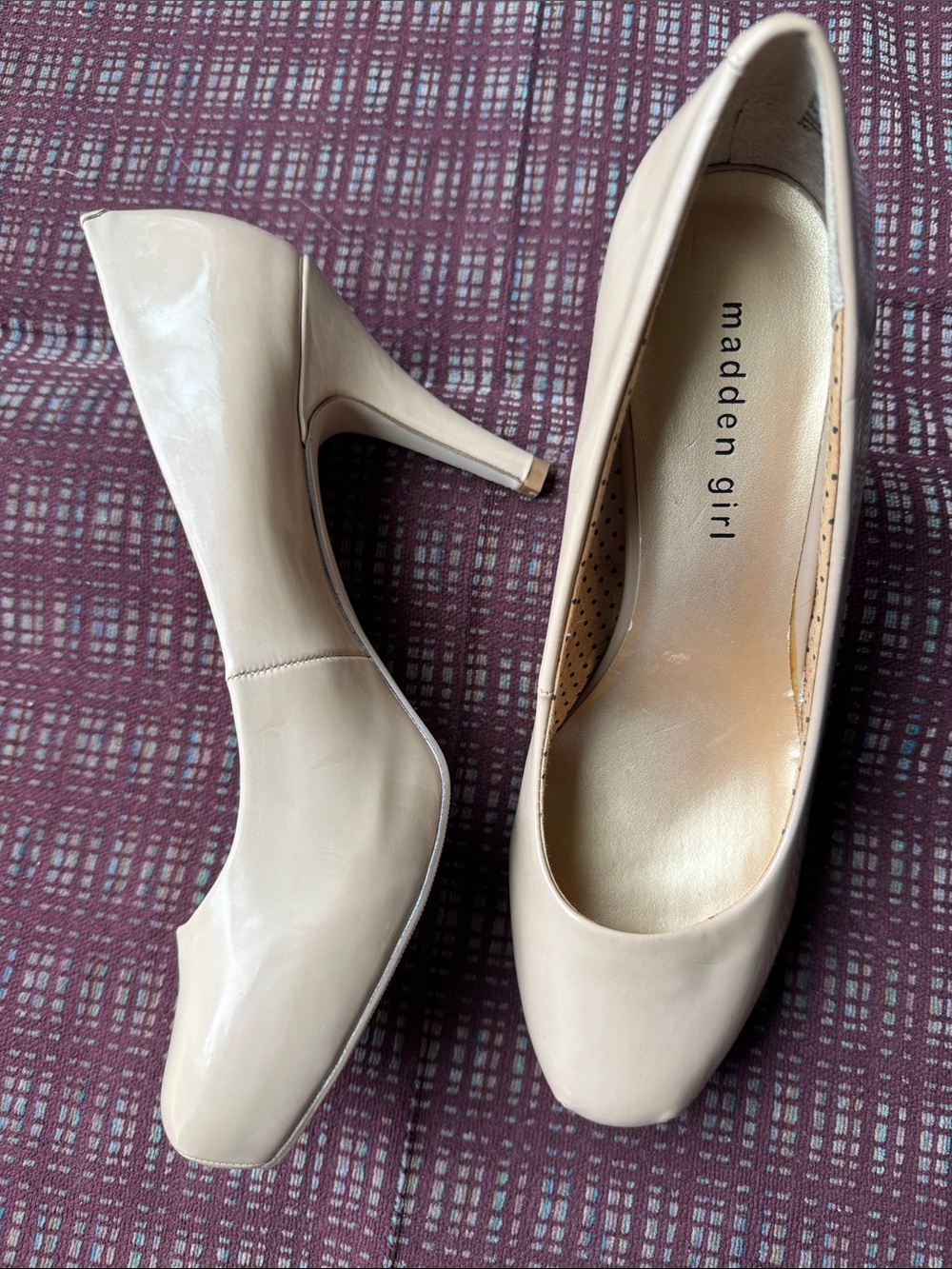 Madden Girl Patent Beige High Heel Pumps